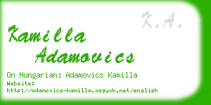kamilla adamovics business card